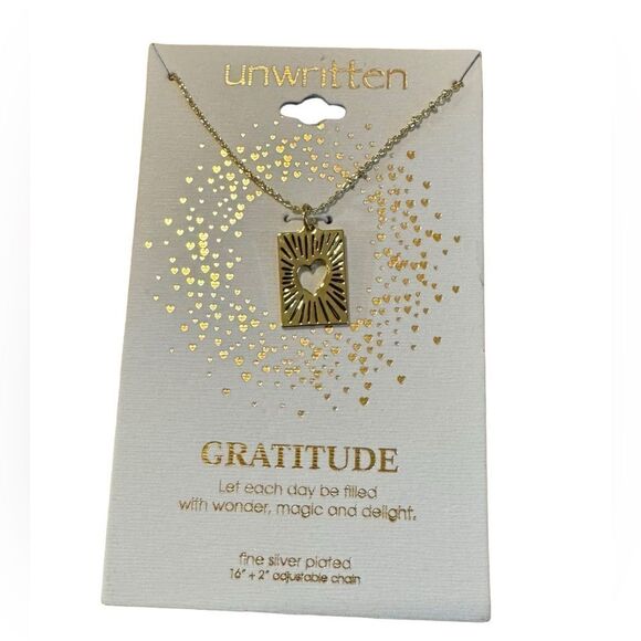 Unwritten Gold Flash-Plated Talisman Heart Pendant Necklace, 16"+2" Extender - Picture 2 of 3